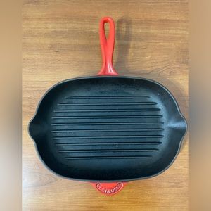 Le Creuset #32 Cast Iron Oval Skillet Grill Pan Ombré Red France